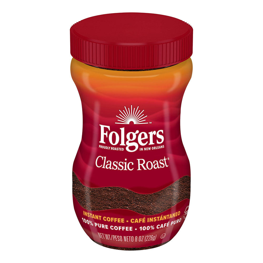 Folgers Classic Roast Instant Coffee Crystals, 8 Oz